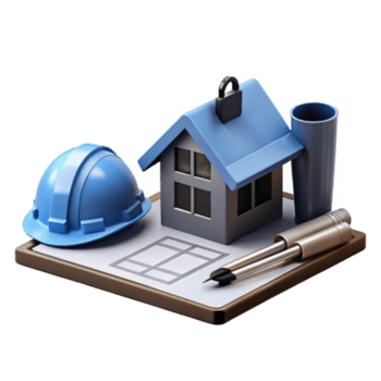 Blueprints and construction site