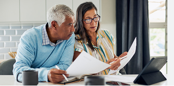 Investor reviewing plans